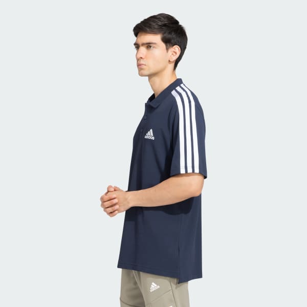 Blue 3 Stripes Polo Tee