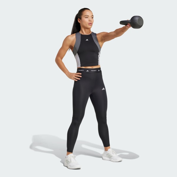 Black TECHFIT Colorblock Training Crop Tank Top