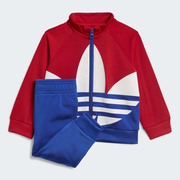 red and blue adidas tracksuit