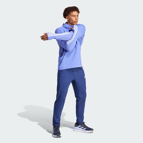 Blau Own the Run 3-Stripes Hoodie