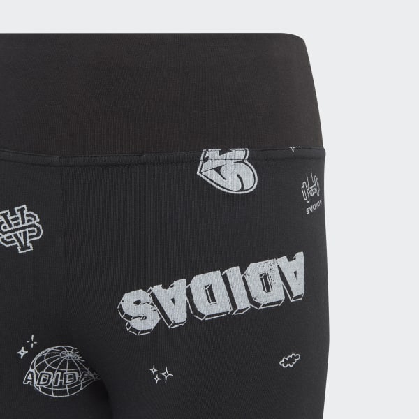 Black Brand Love Allover Print Leggings Kids