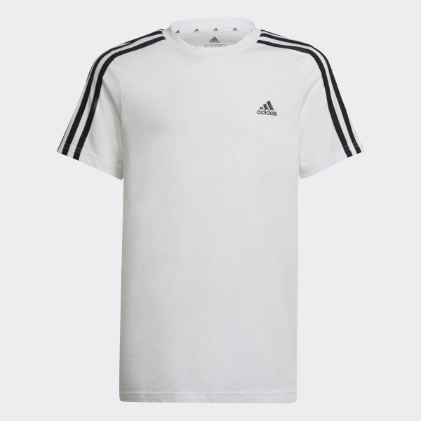 White adidas Essentials 3-Stripes T-Shirt