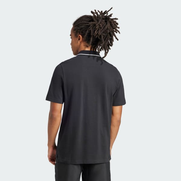 Black Essentials Small Logo Piqué Polo Shirt