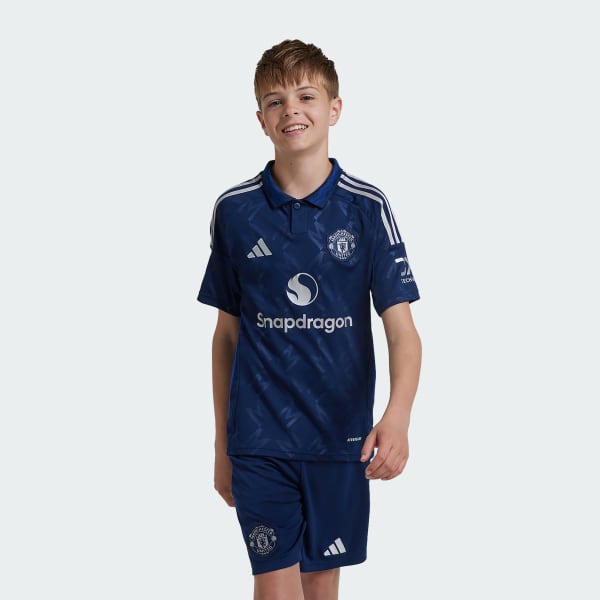 Azul Calções Alternativos 24/25 do Manchester United – Criança