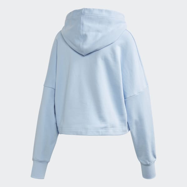 adidas Cropped Large Logo Hoodie Blue adidas New Zealand