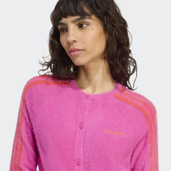 adidas Fluffy Knitted Cardigan - Pink | Free Shipping with adiClub
