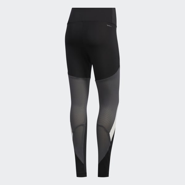 Calça Legging Adidas ColorBlock Lam Feminino Preto e Laranja