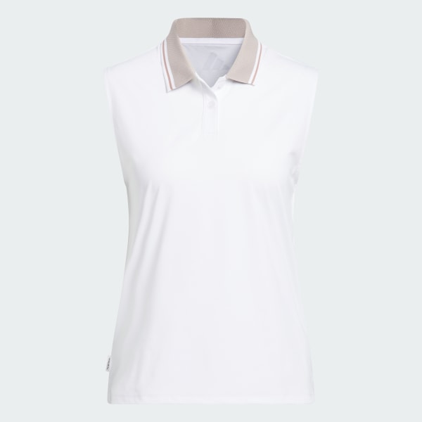 White Beyond The Course Twistknit Sleeveless Polo Shirt