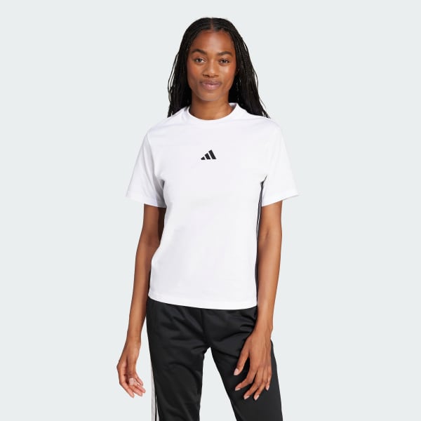 adidas Essentials 3 Stripes Cotton Tee White adidas Philippines