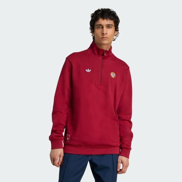 Burgundy Μπλούζα Aston Villa FC Terrace Icons με φερμουάρ 1/2