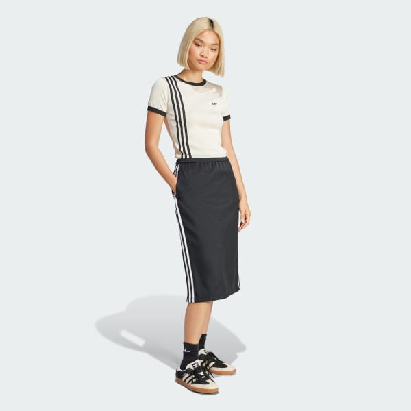 White Knitted 3-Stripes Short Tee