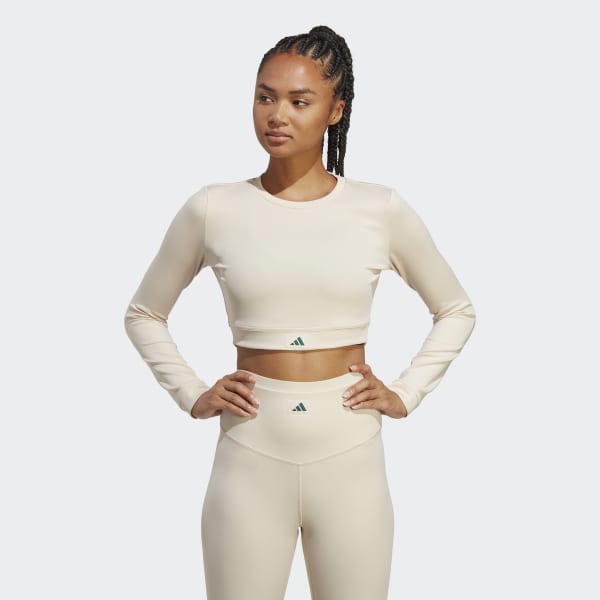 beige Sports Club Crop Longsleeve
