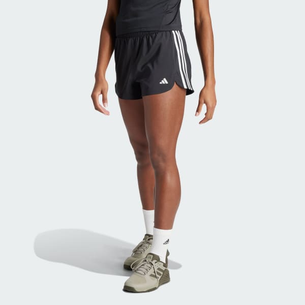 Black Pacer Training 3-Stripes Woven High-Rise Shorts