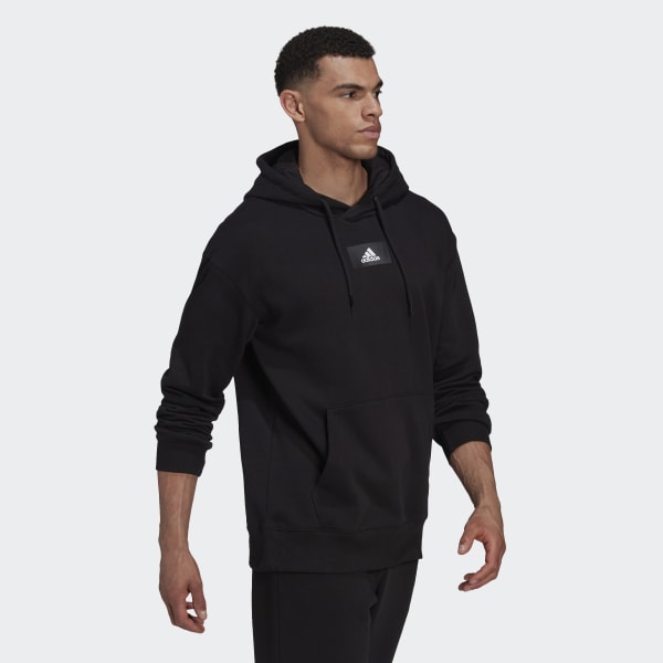 Noir Sweat-shirt à capuche en molleton de coton à emmanchures tombantes Essentials FeelVivid TT585