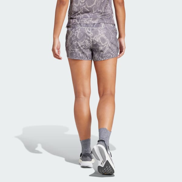 Beige Own the Run Excite Allover Print AEROREADY Shorts