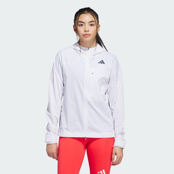 สีขาว เสื้อแจ็คเก็ตสำหรับวิ่ง Adizero