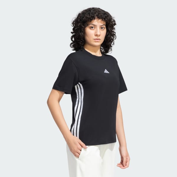 Black 3 Stripes Single Jersey Tee