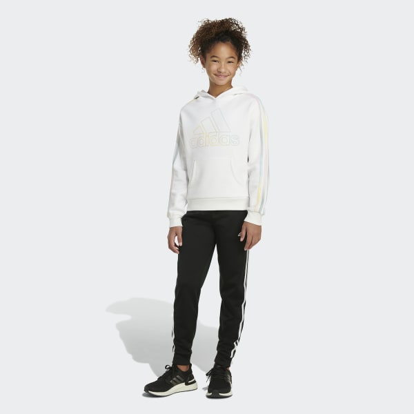 adidas Multicolor 3-Stripes Fleece Pullover Hoodie - White | Kids ...