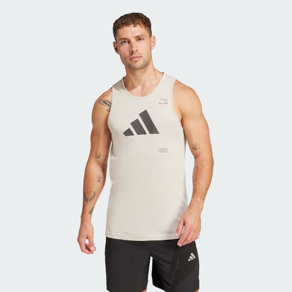 Beige Camiseta sin Mangas Estampada All-Gym Category