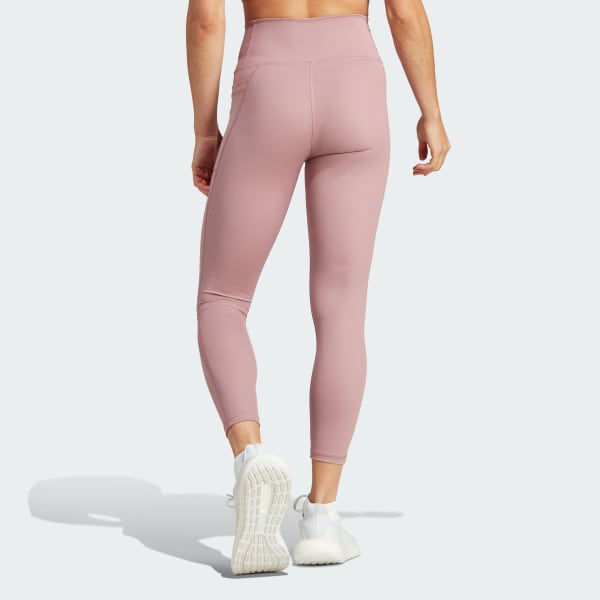 Cotton mix leggings with high waist, pink, Adidas Performance