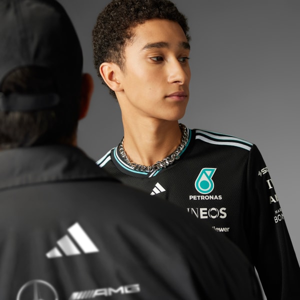 Czerń KOSZULKA MERCEDES - AMG PETRONAS FORMULA ONE TEAM DRIVER AUTHENTIC LONG SLEEVE