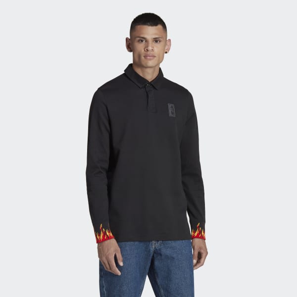 Schwarz Belgium Lifestyler Long Sleeve Polo Shirt DB736