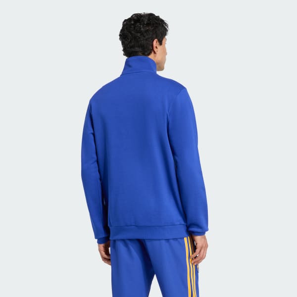 Azul Remera Icons Corta con Cierre hasta el Pecho de Boca Juniors