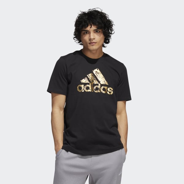 adidas t-shirt in black with gold logo