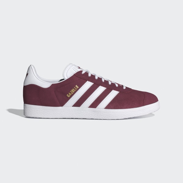 Adidas gazelle burgundy white gold metallic top