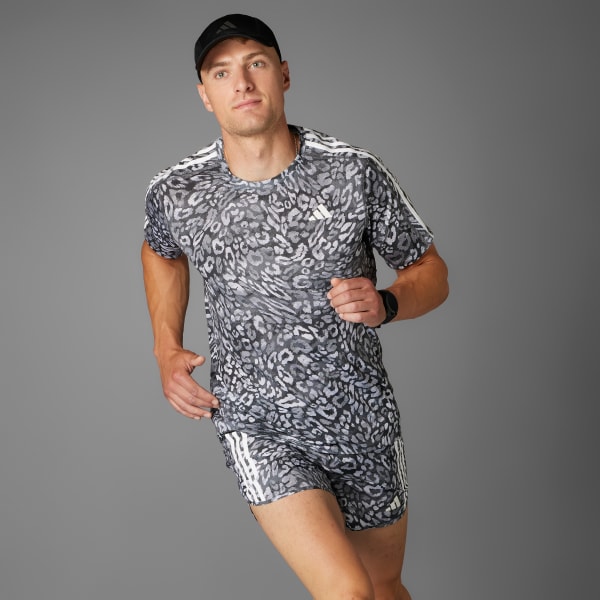 สีเทา เสื้อยืด Own The Run CLIMACOOL 3-Stripes