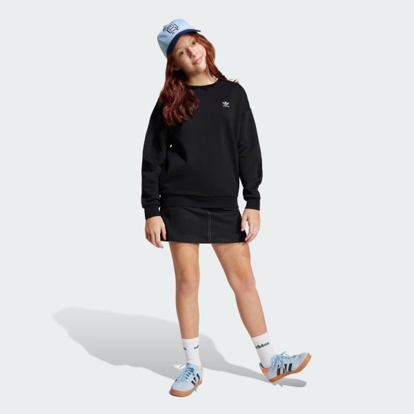 Schwarz Boyfriend Sweatshirt mit Rundhalsausschnitt