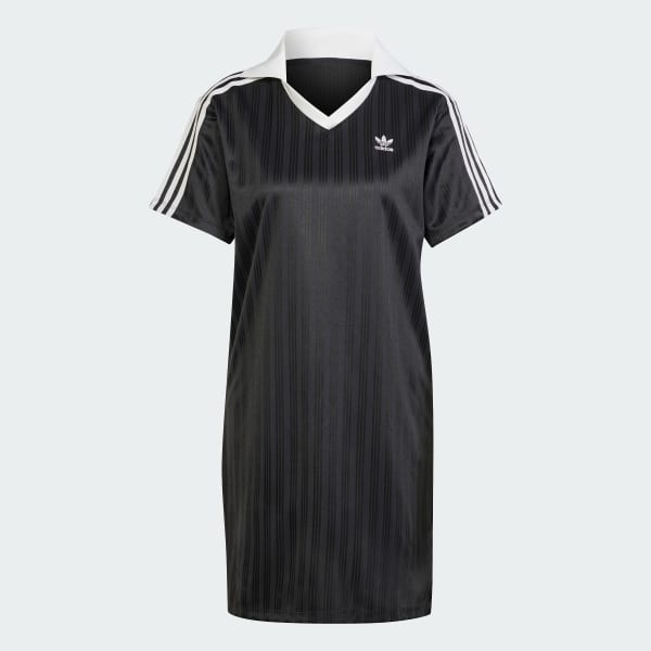 Black Adicolor Football Jacquard V-Neck Dress