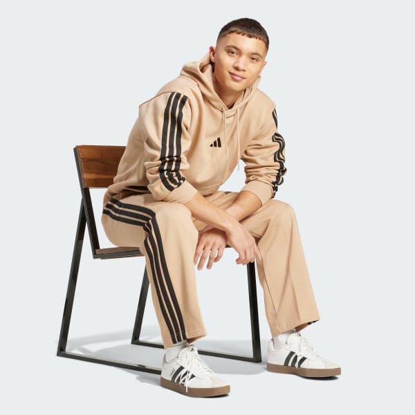 Brun Essentials 3-Stripes Fleece Hettejakke