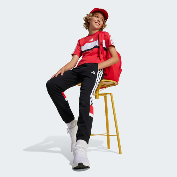 Vermelho Camiseta Seasonal Essentials Tiberio Três Listras Infantil