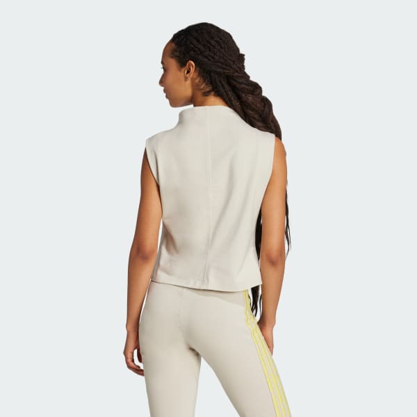 Beige Essentials Slim High-Neck Tank Top