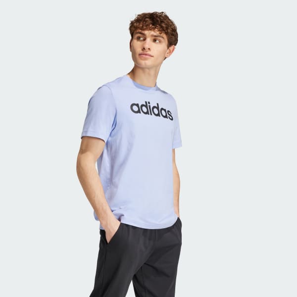 Blue Essentials Single Jersey Linear Embroidered Logo Tee