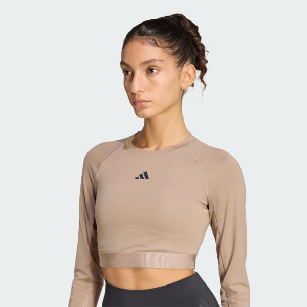 Cafe Playera Corta de Entrenamiento Hyperglam de Manga Larga