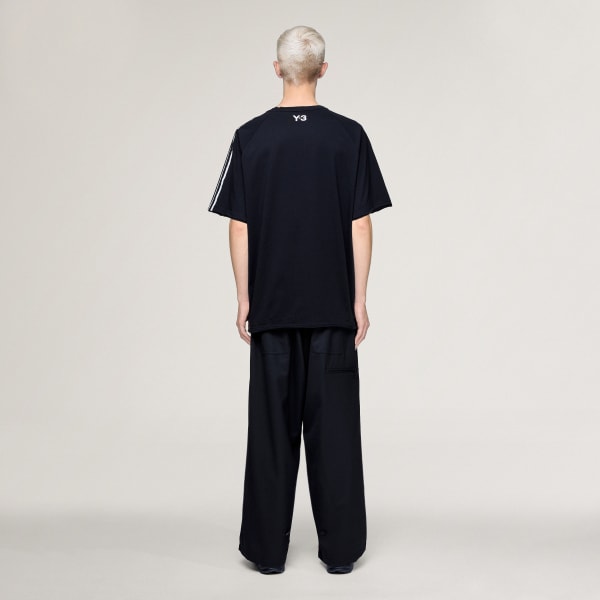 cierna TRIČKO Y-3 RAW EDGE 3 STRIPES SHORT SLEEVE TEE
