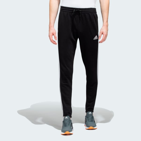 adidas 3 STRIPES FRENCH TERRY TAPERED PANT - Black | adidas India