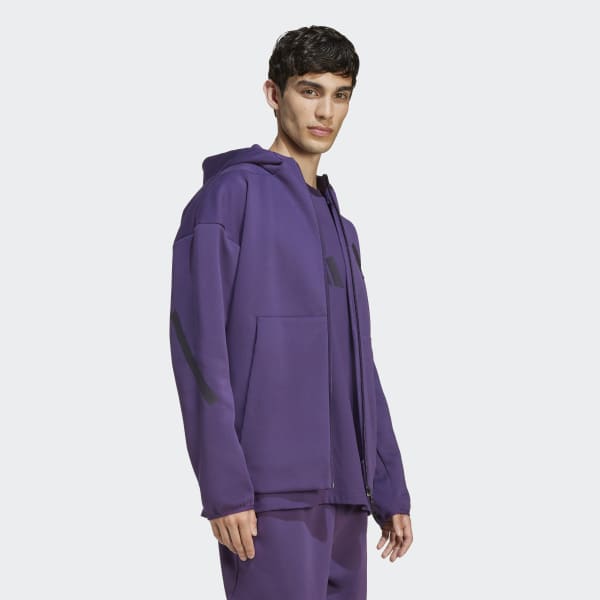 長江 adidas Z.N.E. Full-Zip Hooded Track Jacket - Black | Free