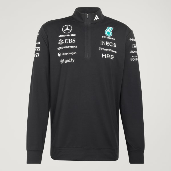 Sort MERCEDES - AMG PETRONAS FORMULA 1 TEAM ENGINEERS sweatshirt med lynlås i kvart længde