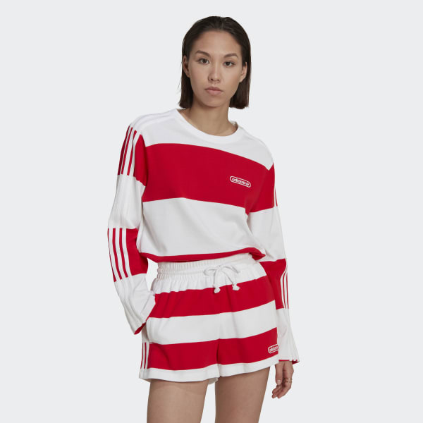 Czerwony Striped Long Sleeve Sweatshirt TF395