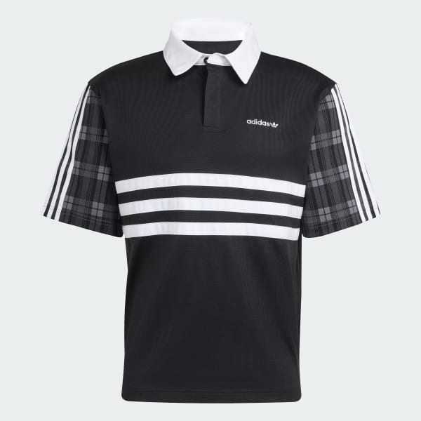 Negro Polo de tartán clásico Rugby