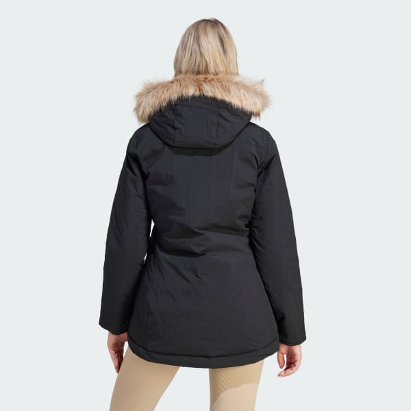cierna Parka s kapucňou Fur