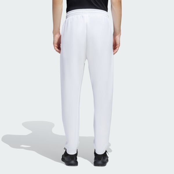 White Small Logo Cuffed Hem Pants