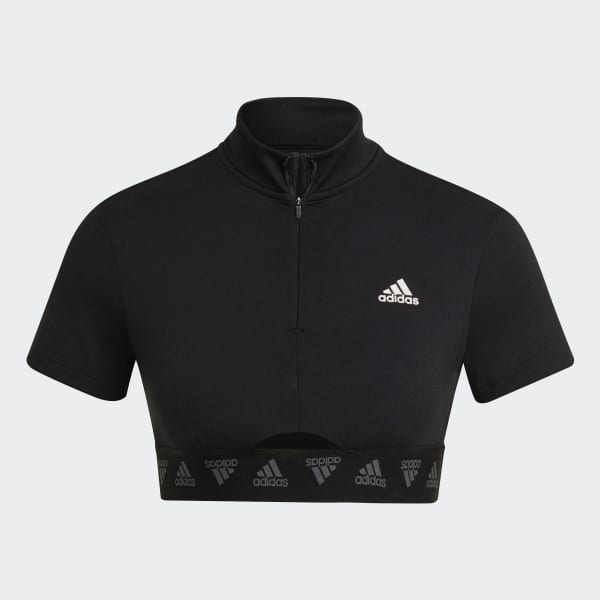 adidas Hyperglam Crop Zip Tee Black adidas Thailand