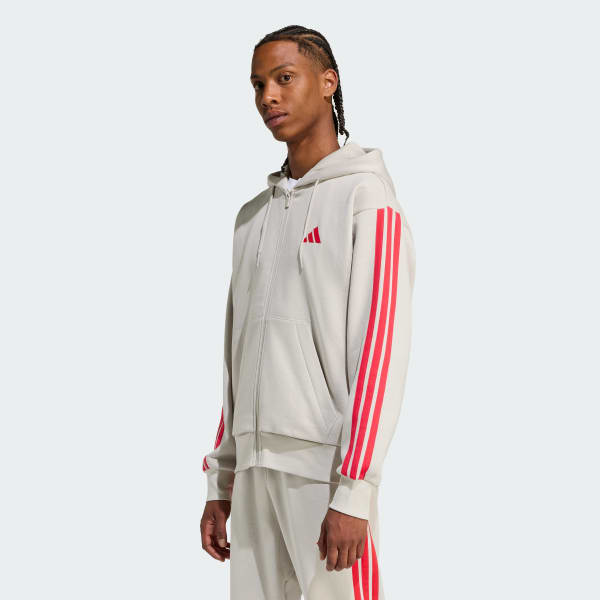 adidas Essentials 3-Stripes Fleece Hoodie - Black | Free Shipping