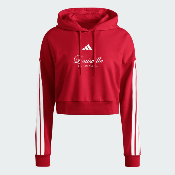 Red Louisville Cardinals Essentials 3-Stripes Crop Hoodie