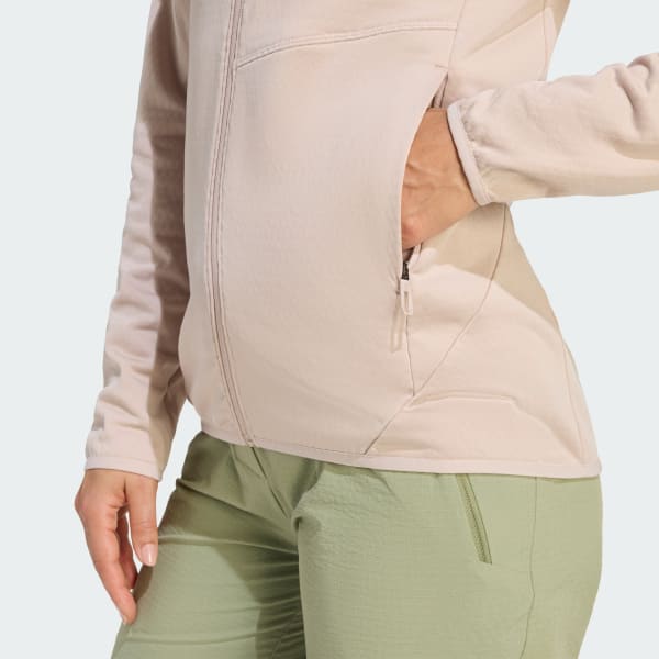 adidas Terrex Xperior Climawarm Light Fleece Hooded Jacket - Brown