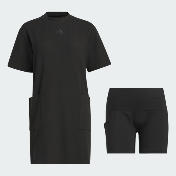 Hitam Gaun Mock Neck Longgar Beyond The Course